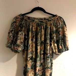 Anthropologie Maeve - Sleeves Top Ruffles Shirt Cheetah